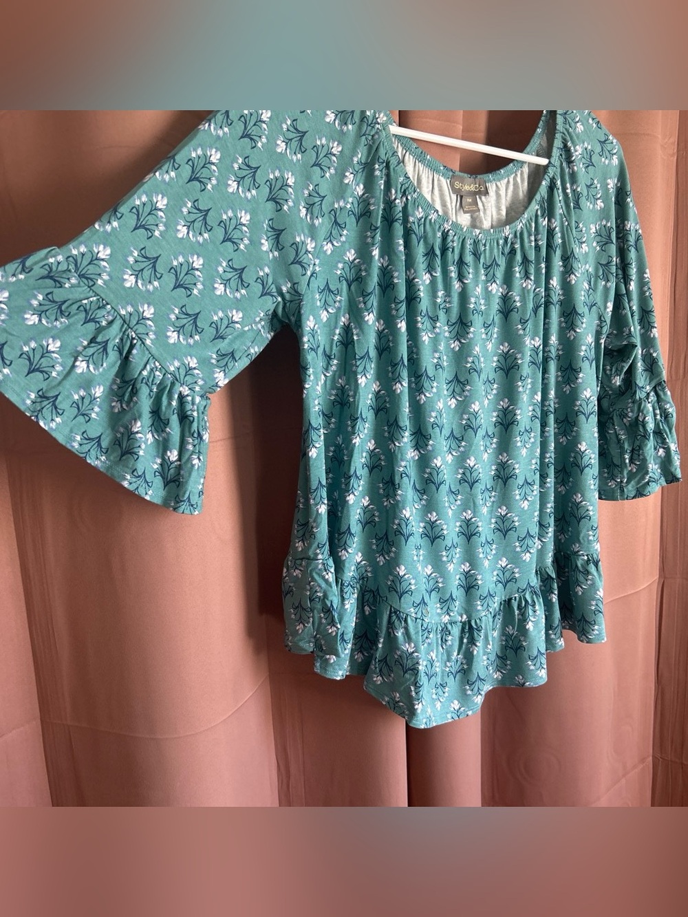 Floral Ruffle-Hem Peasant Top - Picture 2 of 6